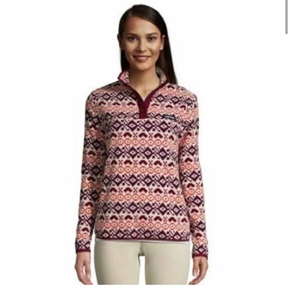 Lands End Womens Herritage Classic Fleece Snap Neck Pullover Size XS Aztec Soft - Picture 1 of 7